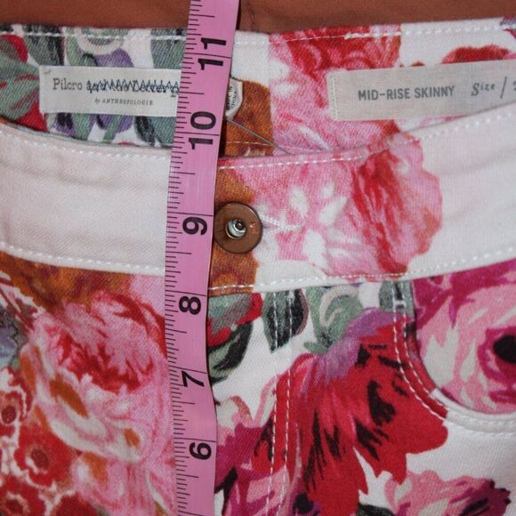 Pilcro and the Letterpress Multi Floral High Rise Skinny Jeans Women's Size 28 - Picture 11 of 13